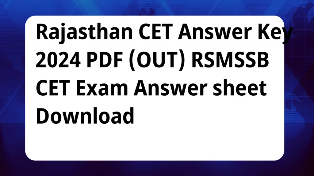 image awas yojana Rajasthan CET Answer Key 2024